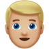 苹果系统里的男士：中浅肤色，金发emoji表情