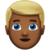 苹果系统里的男士：中深色肤色，金发emoji表情