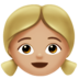 苹果系统里的女孩：中等浅肤色emoji表情