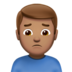 苹果系统里的男人皱眉：中等肤色emoji表情