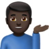 苹果系统里的单手举起的男人：深色肤色emoji表情