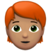 苹果系统里的人物：中等肤色，红发emoji表情