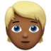 苹果系统里的人物：中深色肤色，金发emoji表情