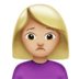 苹果系统里的女人皱眉：中等浅肤色emoji表情