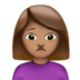 苹果系统里的女人皱眉：中等肤色emoji表情