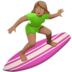 苹果系统里的女子冲浪：中等肤色emoji表情