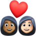 Facebook上的情侣: 女人女人中等-深肤色较浅肤色emoji表情