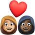 Facebook上的情侣: 女人女人中等-浅肤色较深肤色emoji表情