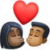 Facebook上的亲吻: 女人男人较深肤色中等-深肤色emoji表情