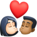 Facebook上的亲吻: 女人男人较浅肤色中等-深肤色emoji表情