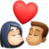 Facebook上的亲吻: 女人男人较浅肤色中等肤色emoji表情