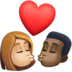 Facebook上的亲吻: 女人男人中等-浅肤色较深肤色emoji表情