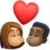 Facebook上的亲吻: 女人男人中等肤色较深肤色emoji表情