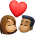 Facebook上的亲吻: 女人男人中等肤色中等-深肤色emoji表情