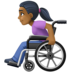 Facebook上的坐在手动轮椅上的女性：中深色肤色emoji表情