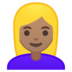 安卓系统里的女性：中等肤色，金发emoji表情