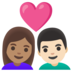 安卓系统里的情侣: 女人男人中等肤色较浅肤色emoji表情