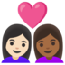 安卓系统里的情侣: 女人女人较浅肤色中等-深肤色emoji表情