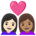 安卓系统里的情侣: 女人女人较浅肤色中等肤色emoji表情