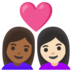 安卓系统里的情侣: 女人女人中等-深肤色较浅肤色emoji表情
