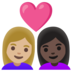 安卓系统里的情侣: 女人女人中等-浅肤色较深肤色emoji表情