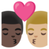 安卓系统里的亲吻: 男人男人较深肤色中等-浅肤色emoji表情