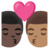 安卓系统里的亲吻: 男人男人较深肤色中等肤色emoji表情