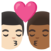安卓系统里的亲吻: 男人男人较浅肤色中等-深肤色emoji表情
