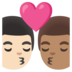安卓系统里的亲吻: 男人男人较浅肤色中等肤色emoji表情