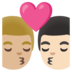 安卓系统里的亲吻: 男人男人中等-浅肤色较浅肤色emoji表情
