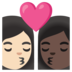 安卓系统里的亲吻: 女人女人较浅肤色较深肤色emoji表情