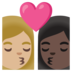 安卓系统里的亲吻: 女人女人中等-浅肤色较深肤色emoji表情