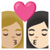 安卓系统里的亲吻: 女人女人中等-浅肤色较浅肤色emoji表情
