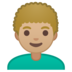 安卓系统里的男士：中浅肤色，卷发emoji表情
