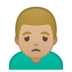 安卓系统里的男人皱眉：中等浅肤色emoji表情