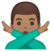 安卓系统里的打“不”手势的男人：中等肤色emoji表情