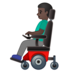 安卓系统里的坐电动轮椅的男人：深色肤色emoji表情