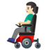 安卓系统里的坐电动轮椅的男人：浅肤色emoji表情