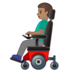 安卓系统里的坐电动轮椅的男士：中等肤色emoji表情