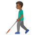 安卓系统里的拿拐杖的男人：中黑肤色emoji表情