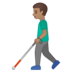安卓系统里的拿拐杖的男人：中等肤色emoji表情