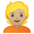 安卓系统里的人物：中浅肤色，金发emoji表情