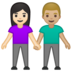 安卓系统里的男女牵手：浅肤色，中浅肤色emoji表情