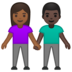 安卓系统里的男女牵手：中深色肤色，深色肤色emoji表情