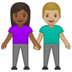 安卓系统里的男女牵手：中暗肤色，中浅肤色emoji表情