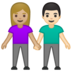 安卓系统里的男女牵手：中浅肤色，浅肤色emoji表情