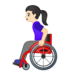 安卓系统里的坐在手动轮椅上的女性：浅肤色emoji表情