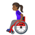 安卓系统里的坐在手动轮椅上的女性：中深色肤色emoji表情