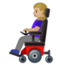安卓系统里的坐电动轮椅的女性：中浅肤色emoji表情