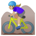安卓系统里的女子山地自行车：中浅肤色emoji表情